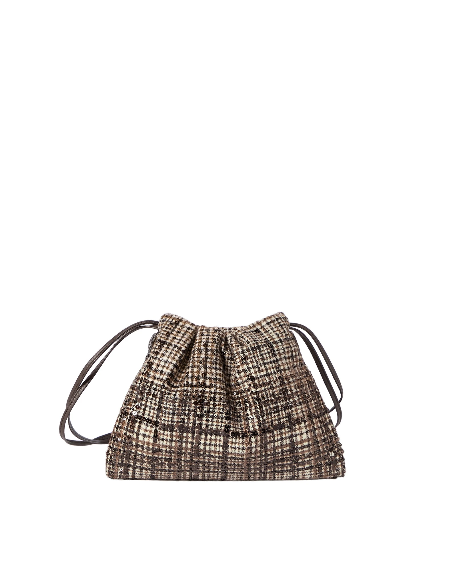 Brunello Cucinelli Pouch bag with dazzling degradé embroidery in Brown | Buy Clutch Bags at Coveti Brunello Cucinelli Pouch bag with dazzling degradé embroidery in Brown