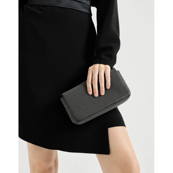 Precious flap bag in grained leather in Black - Image 4