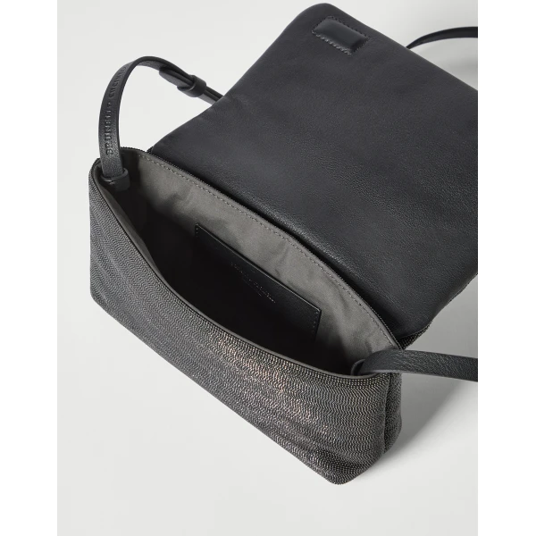 Precious flap bag in grained leather in Black - Image 5