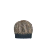 Brunello Cucinelli Prince of Wales double knit beanie in Dark Grey | Hats | Coveti