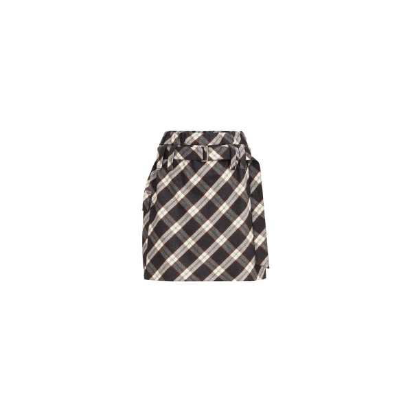 Prince of Wales flannel skirt in Dark Grey