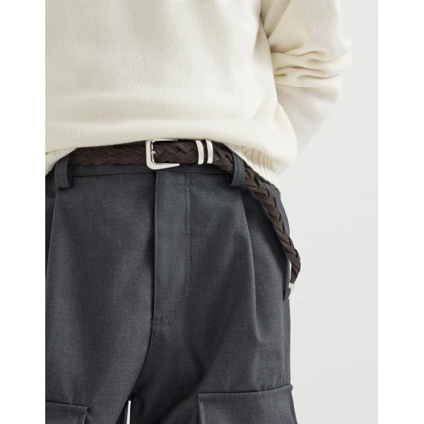 Brunello Cucinelli Reversed calfskin belt in Anthracite, view 3 | Belts | Coveti