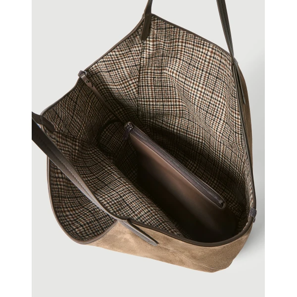 Reversible Duo shopper in suede in Brown - Image 5