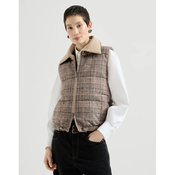 Reversible down vest in Camel - Image 2