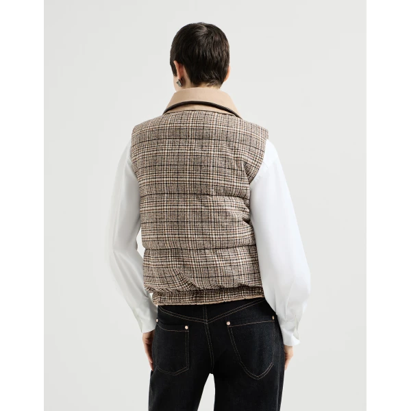 Reversible down vest in Camel - Image 3