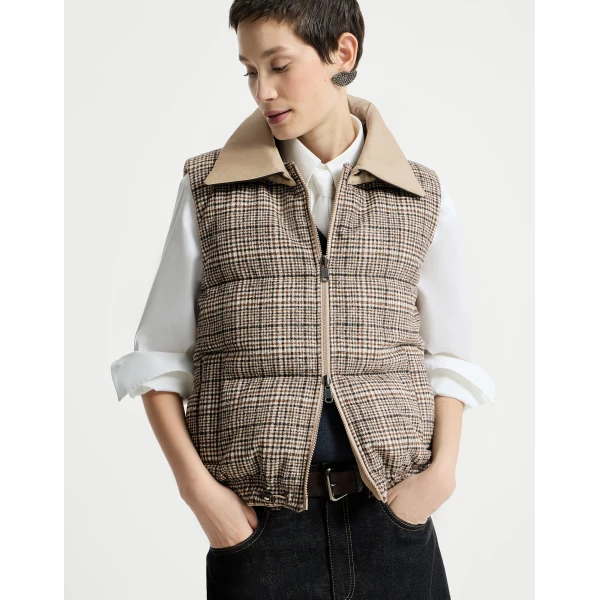 Reversible down vest in Camel - Image 5