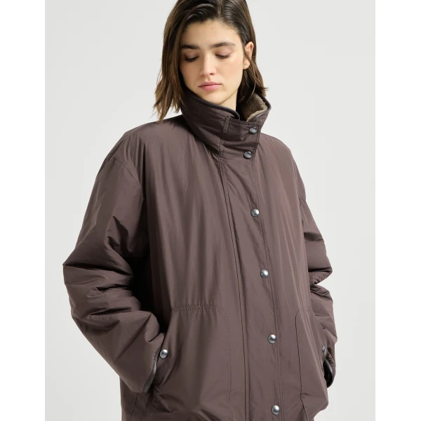 Brunello Cucinelli Reversible shearling coat in Brown, view 4 | Fur Coats | Coveti