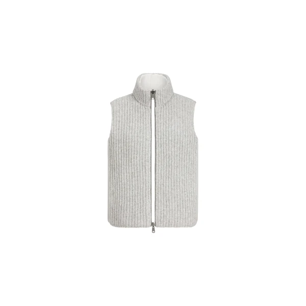 Reversible sleeveless down jacket in Light Grey