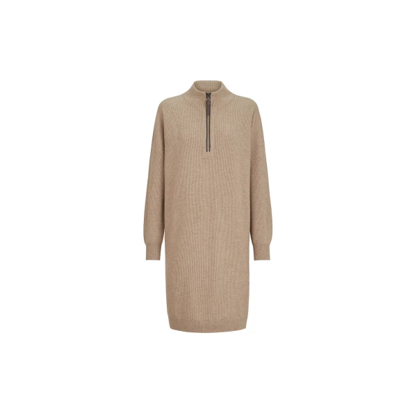 Rib knit dress in Beige