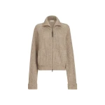 Brunello Cucinelli Ribbed cardigan with monili in Light Brown
