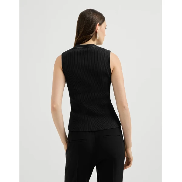 Ribbed jersey top with monili in Black - Image 3
