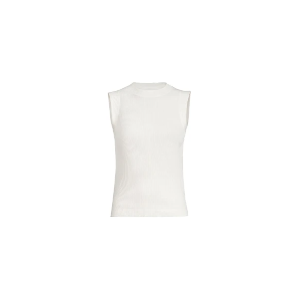 Ribbed jersey top with monili in Ivory