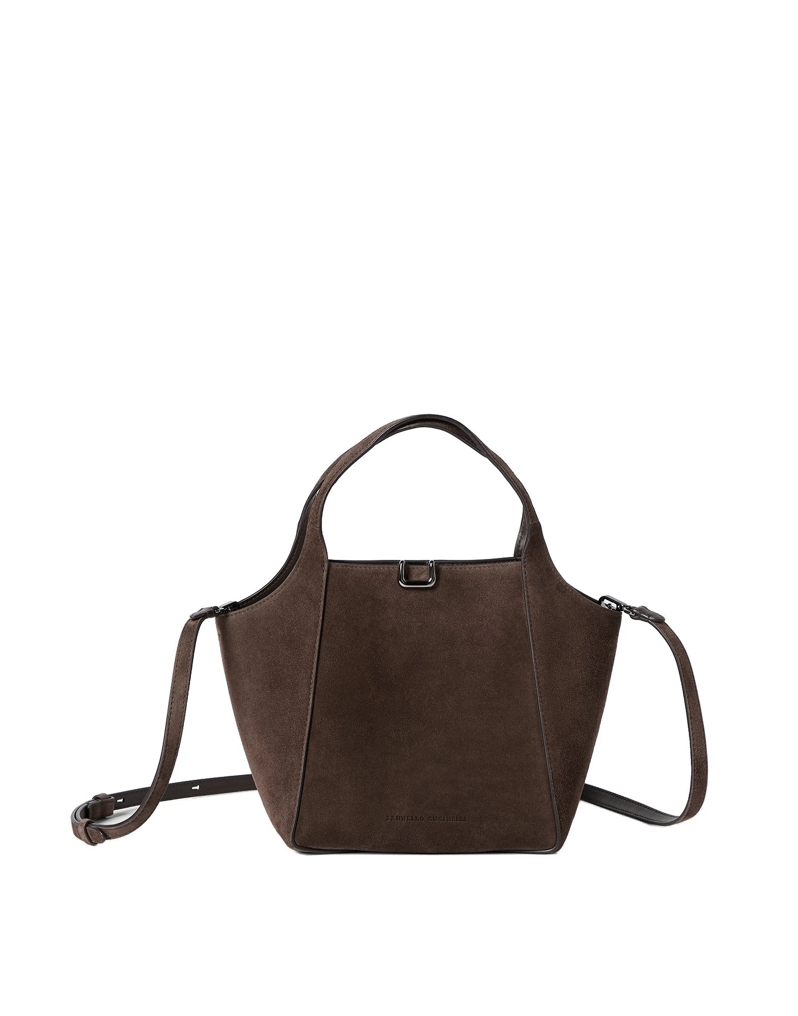 Brunello Cucinelli Sartorial small bucket bag in suede in Espresso | Buy Bucket Bags at Coveti Brunello Cucinelli Sartorial small bucket bag in suede in Espresso