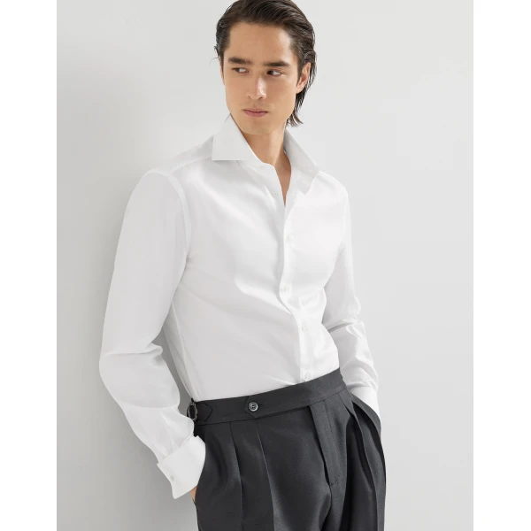 Brunello Cucinelli Sea Island cotton shirt in White, view 2 | Shirts | Coveti