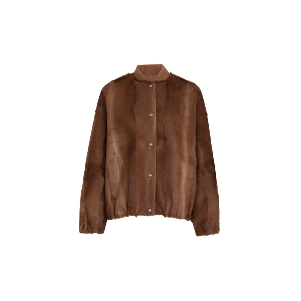 Brunello Cucinelli Shearling bomber jacket in Mahogany