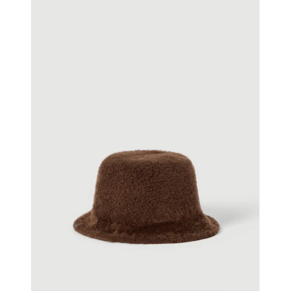 Brunello Cucinelli Shearling bucket hat in Brown Gianduia, view 2 | Hats | Coveti