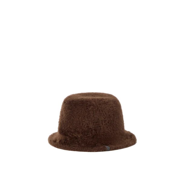 Brunello Cucinelli Shearling bucket hat in Brown Gianduia | Hats | Coveti