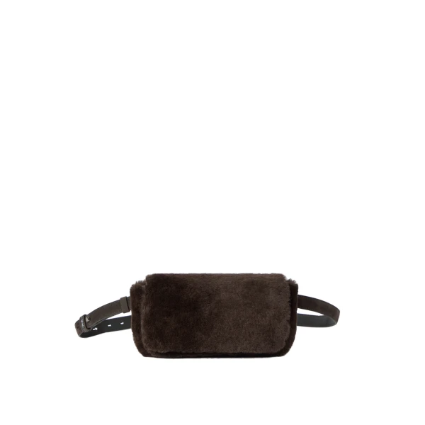 Shearling explorer small belted bag in Brown