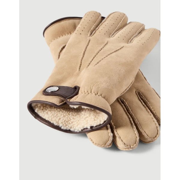 Brunello Cucinelli Shearling gloves in Sand, view 2 | Gloves | Coveti