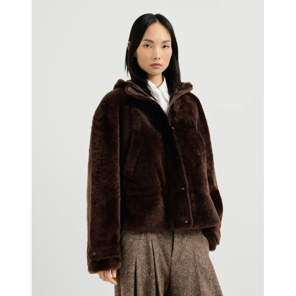 Shearling outerwear in Brown Gianduia - Image 2