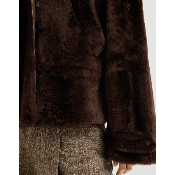 Shearling outerwear in Brown Gianduia - Image 4