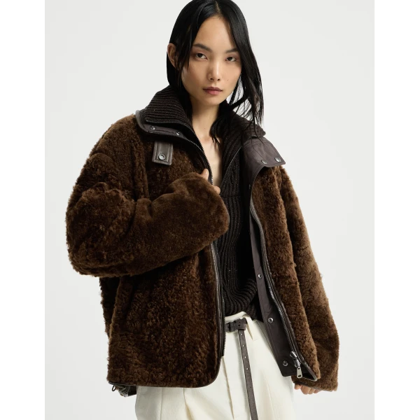 Shearling reversible outerwear in Brown - Image 5