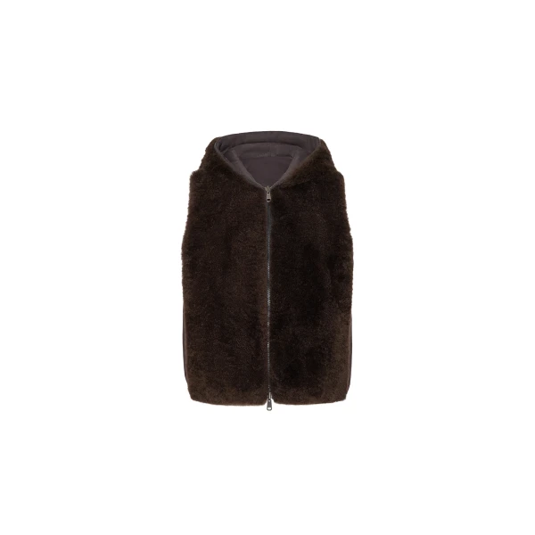 Shearling reversible vest in Brown