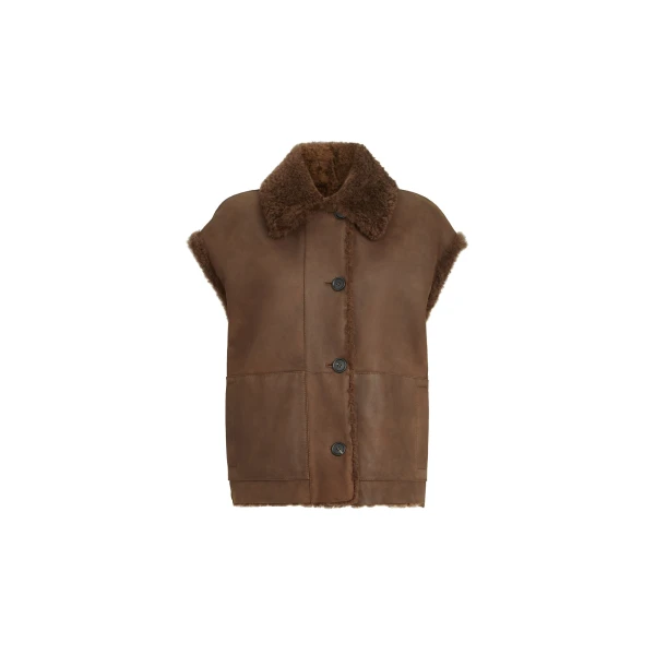 Shearling reversible vest in Brown