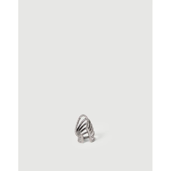 Brunello Cucinelli Shimmer Ear Cuff earrings in Lignite Grey, view 3 | Earrings | Coveti