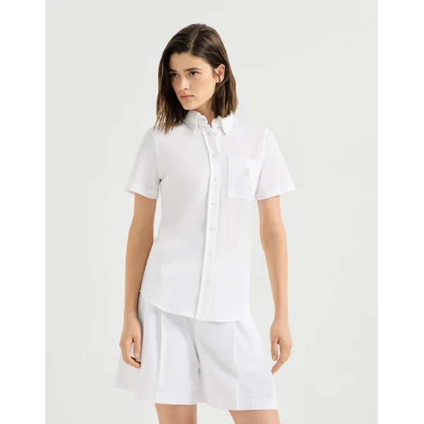 Brunello Cucinelli Short sleeve shirt in White, view 2 | Shirts | Coveti