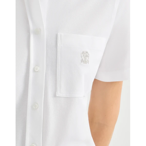 Brunello Cucinelli Short sleeve shirt in White, view 4 | Shirts | Coveti