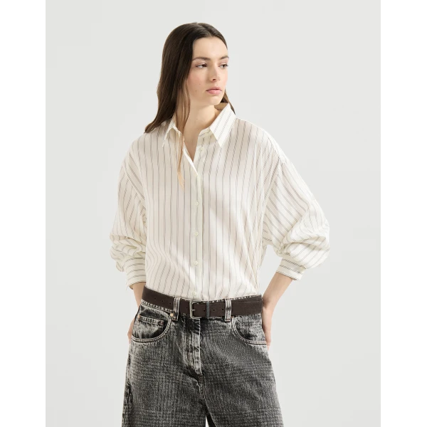 Silk poplin shirt in Butter - Image 2