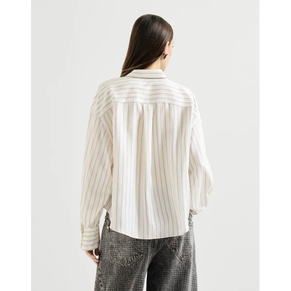 Silk poplin shirt in Butter - Image 3