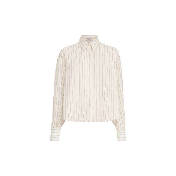 Brunello Cucinelli Silk poplin shirt in Butter