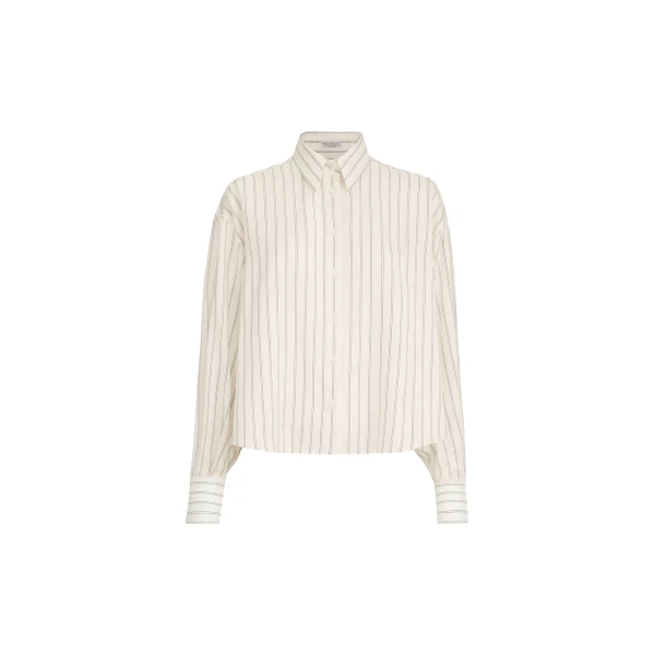 Silk poplin shirt in Butter