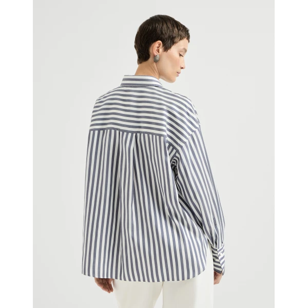 Brunello Cucinelli Silk poplin shirt in Denim