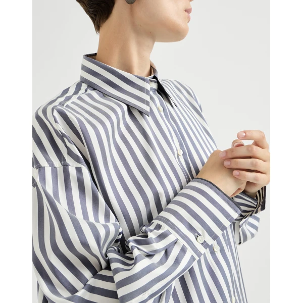 Brunello Cucinelli Silk poplin shirt in Denim