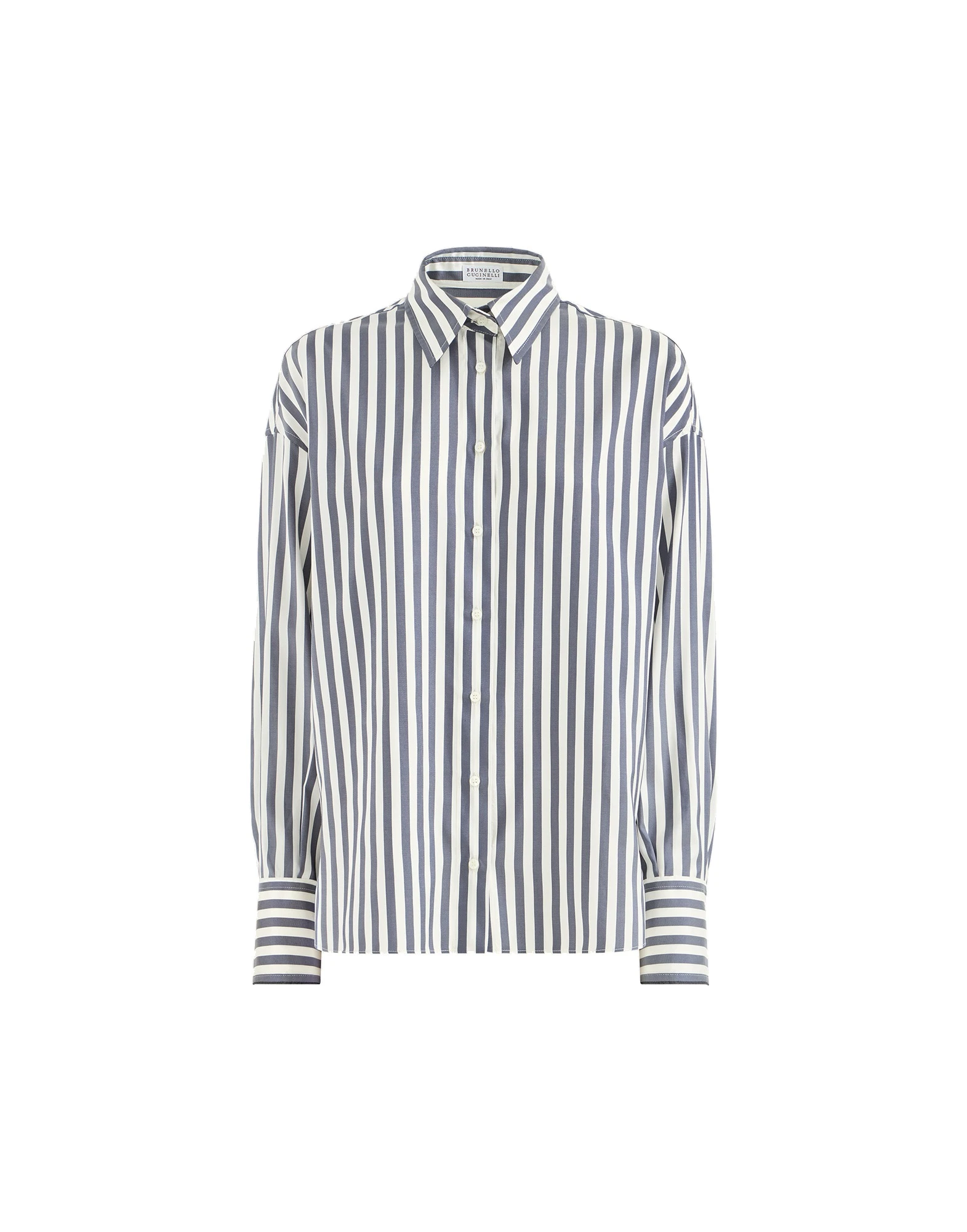 Brunello Cucinelli Silk poplin shirt in Denim | Buy Tops at Coveti Brunello Cucinelli Silk poplin shirt in Denim
