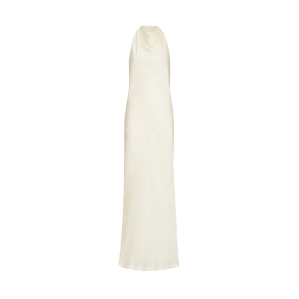 Silk satin halterneck dress in Panama
