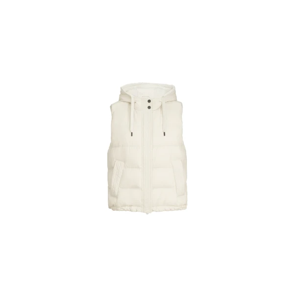 Sleeveless down jacket with hood in Milk