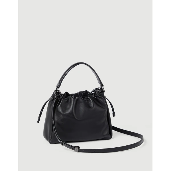 Small Soft Leather Mellow Bucket bag in Black - Image 2