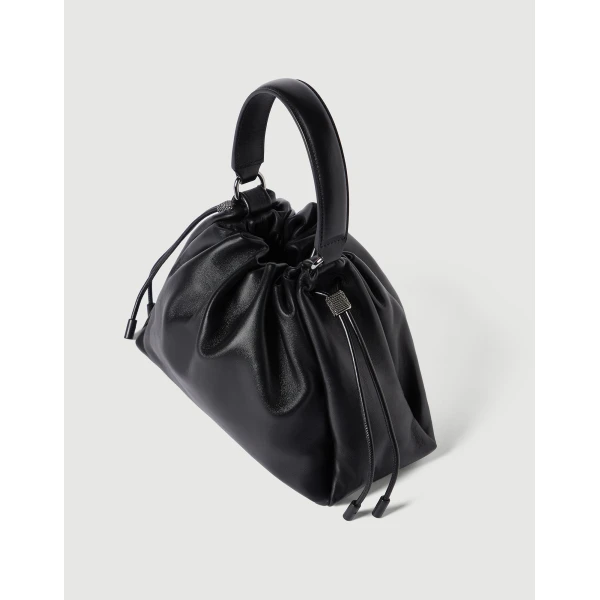 Small Soft Leather Mellow Bucket bag in Black - Image 3