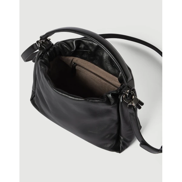 Small Soft Leather Mellow Bucket bag in Black - Image 5