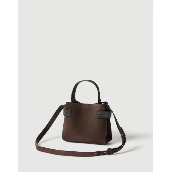 Small Top-Handle Essence bag in Pine Cone Brown - Image 2