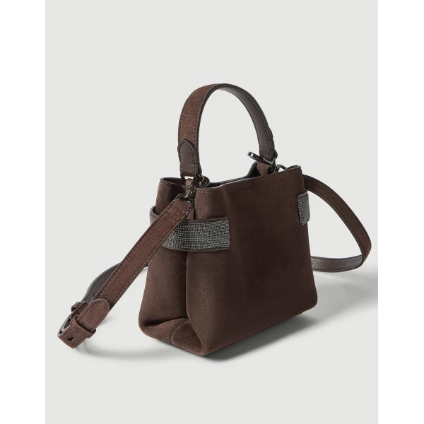Small Top-Handle Essence bag in Pine Cone Brown - Image 3