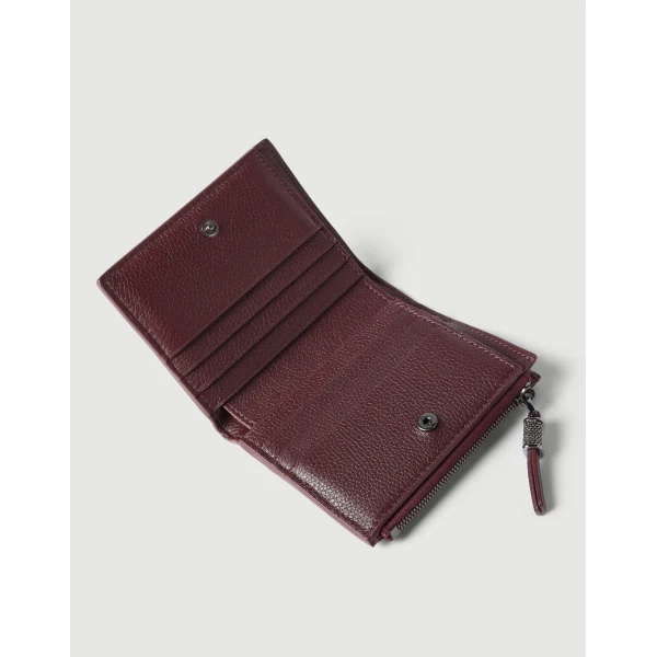 Brunello Cucinelli Small leather wallet in Amaranth, view 3 | Wallets & Purses | Coveti