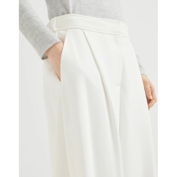 Smooth French terry pleated track trousers in White - Image 4