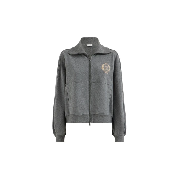 Smooth French terry sweatshirt with logo in Dark Grey