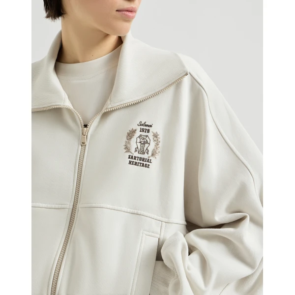Smooth French terry sweatshirt with logo in Milk - Image 4