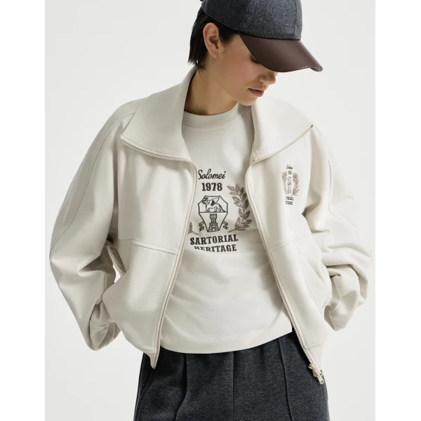 Smooth French terry sweatshirt with logo in Milk - Image 5